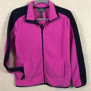 LRL Lauren Active Large Pink Fleece Jacket zip